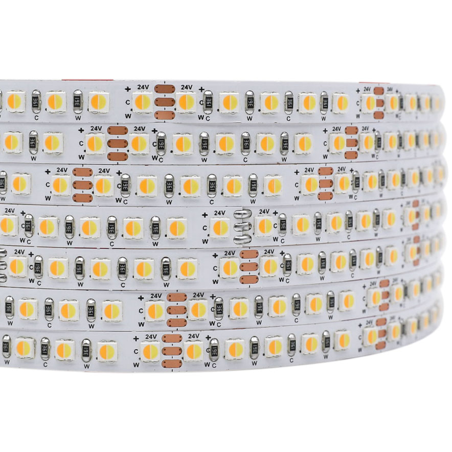 DC24V 3838SMD 16.4Ft 600LEDs 8mm Wide Flexible Tunable White LED Tape Light DC24V 3838SMD 16.4Ft 600LEDs 8mm Wide Flexible Tunable White LED Tape Light